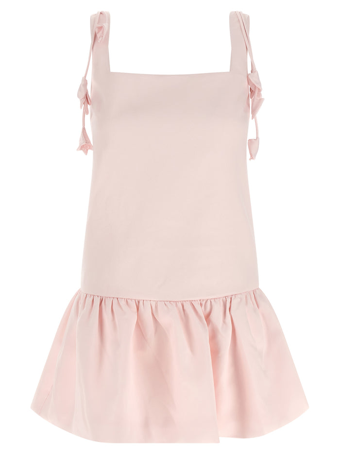 Pink Flower Taffetà dress Polyester Skirt
