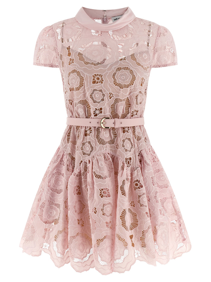Pink Floral Lace Mini dress Polyester