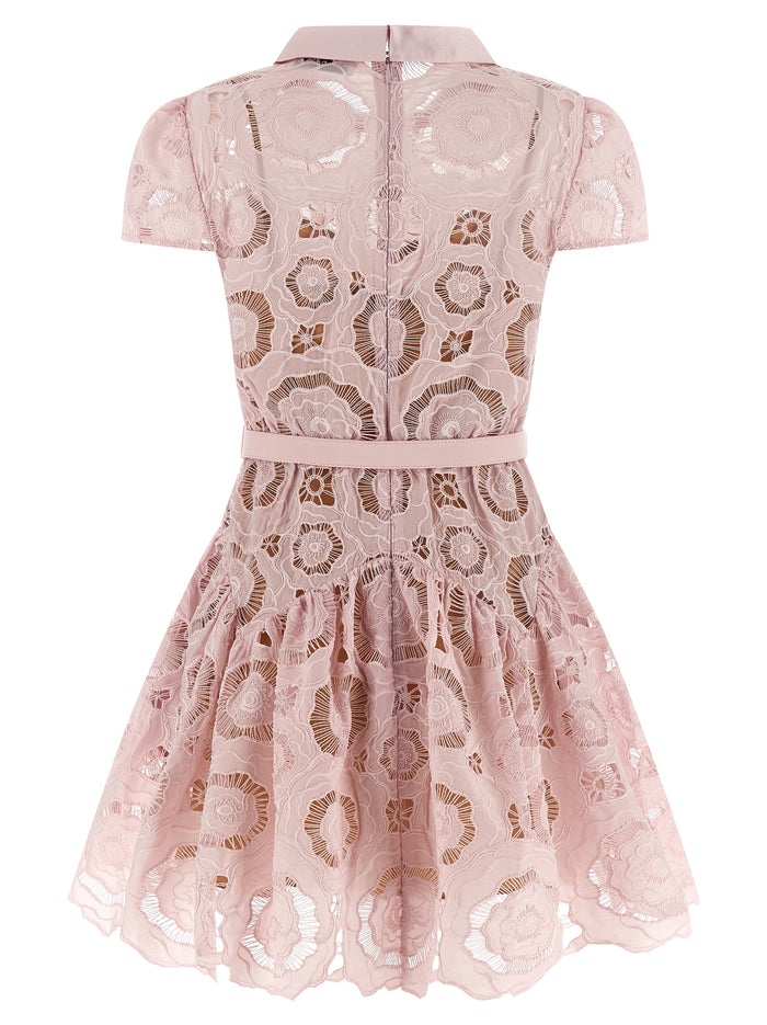 Pink Floral Lace Mini dress Polyester