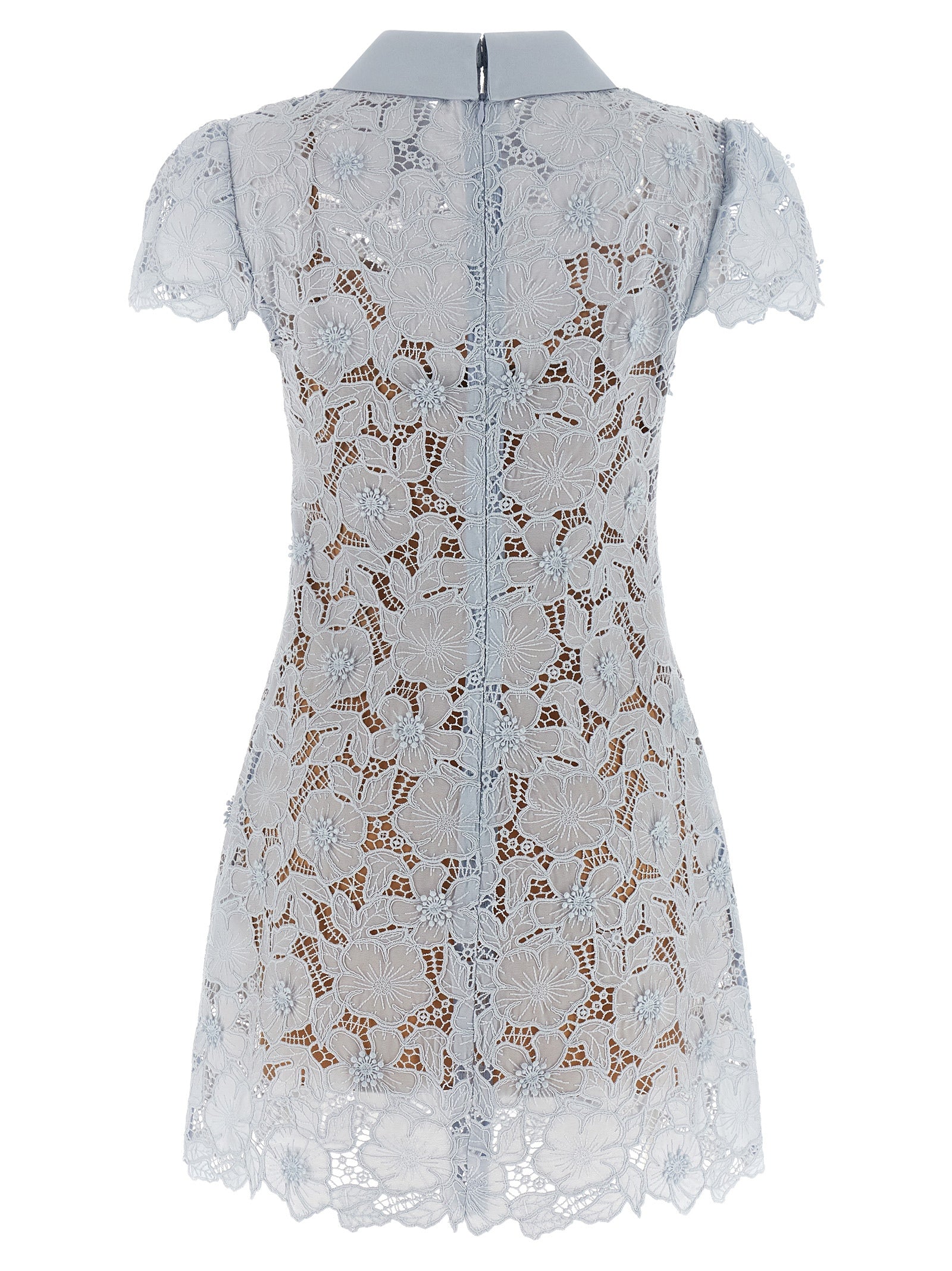 Blue Guipure Lace Mini dress Light Polyester