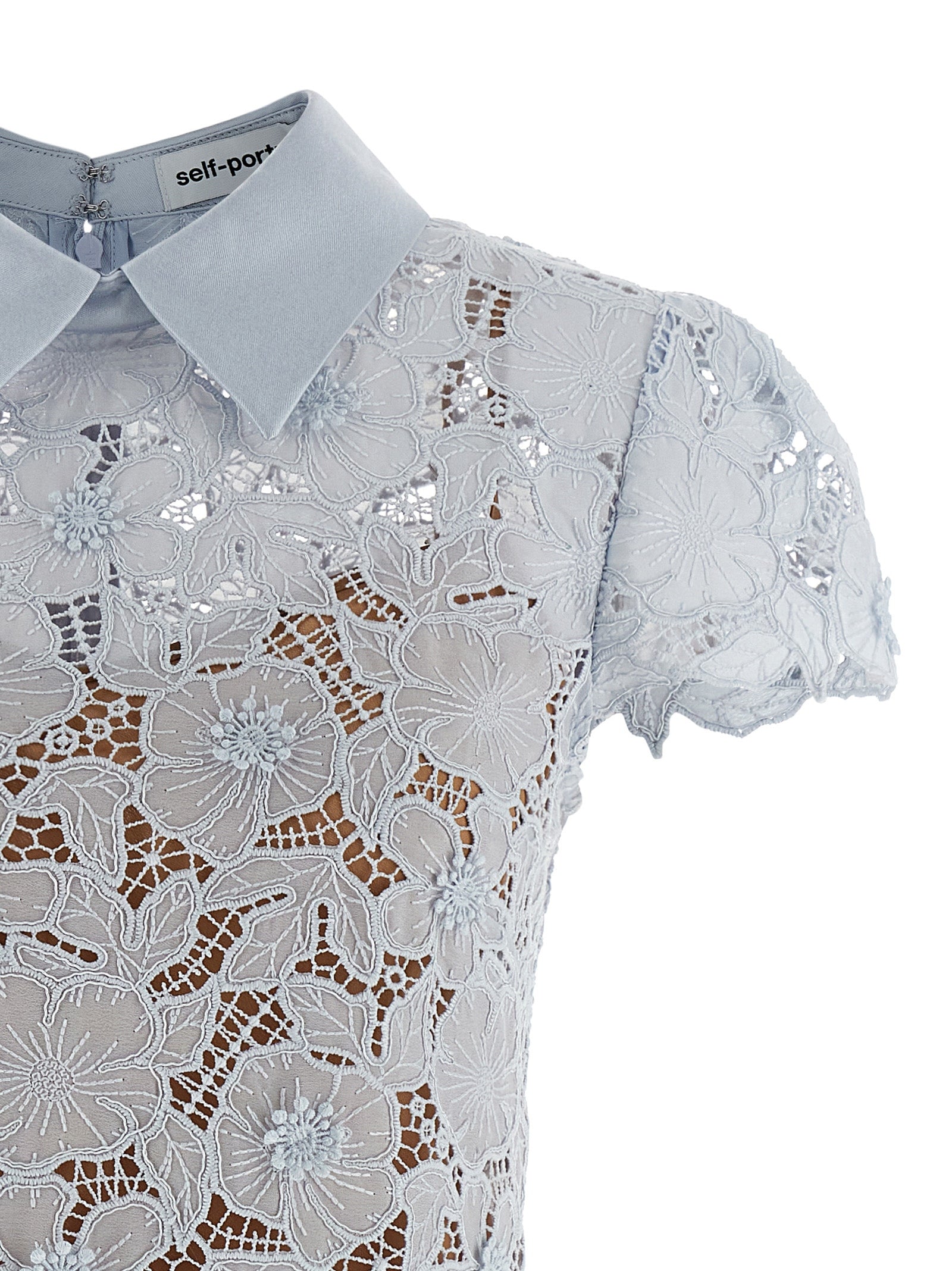 Blue Guipure Lace Mini dress Light Polyester