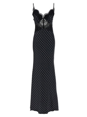 Self-Portrait Polka Dot Satin Lace Maxi Dress