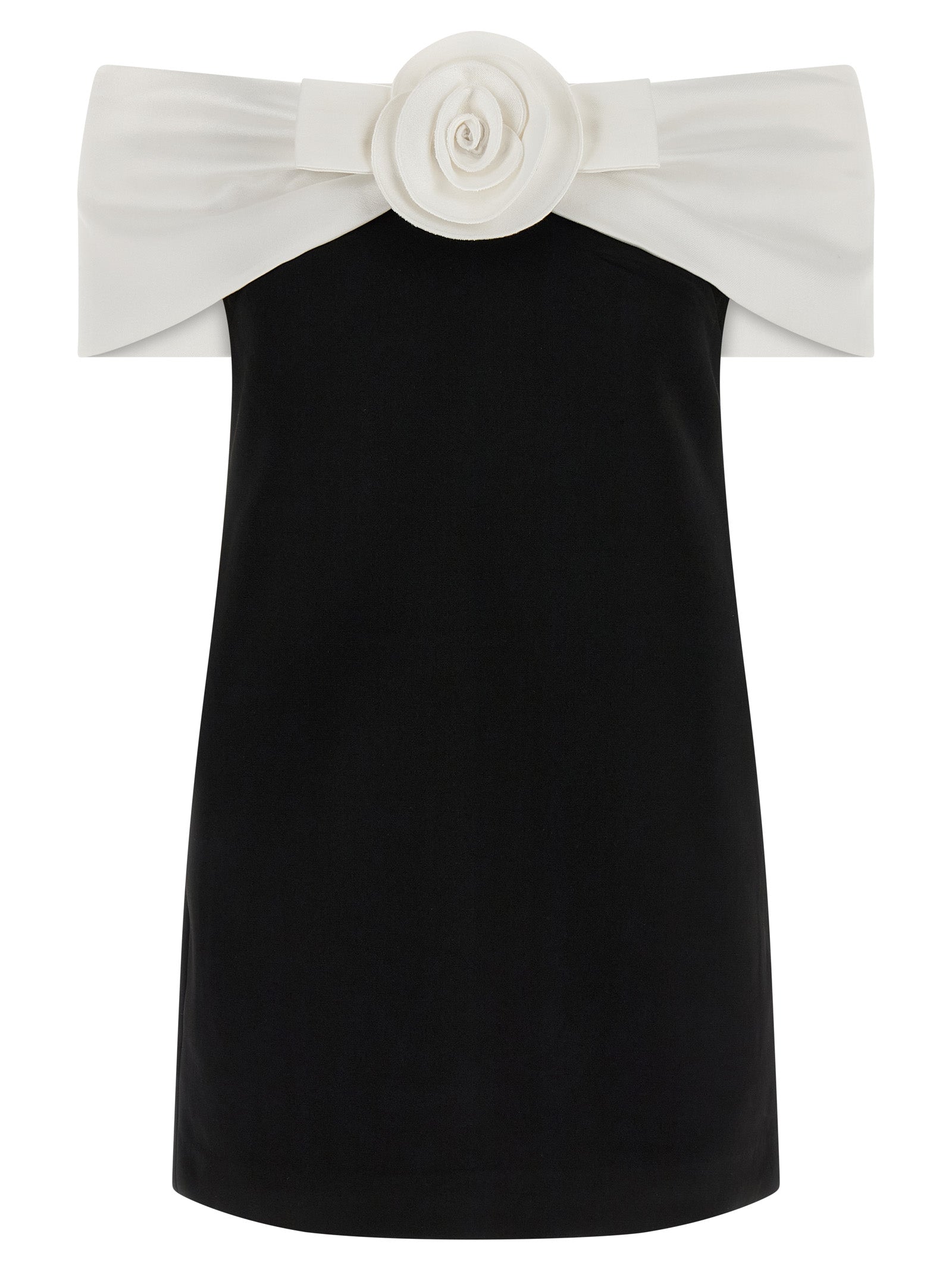 Black Crêpe Flower Mini dress White/black Polyester