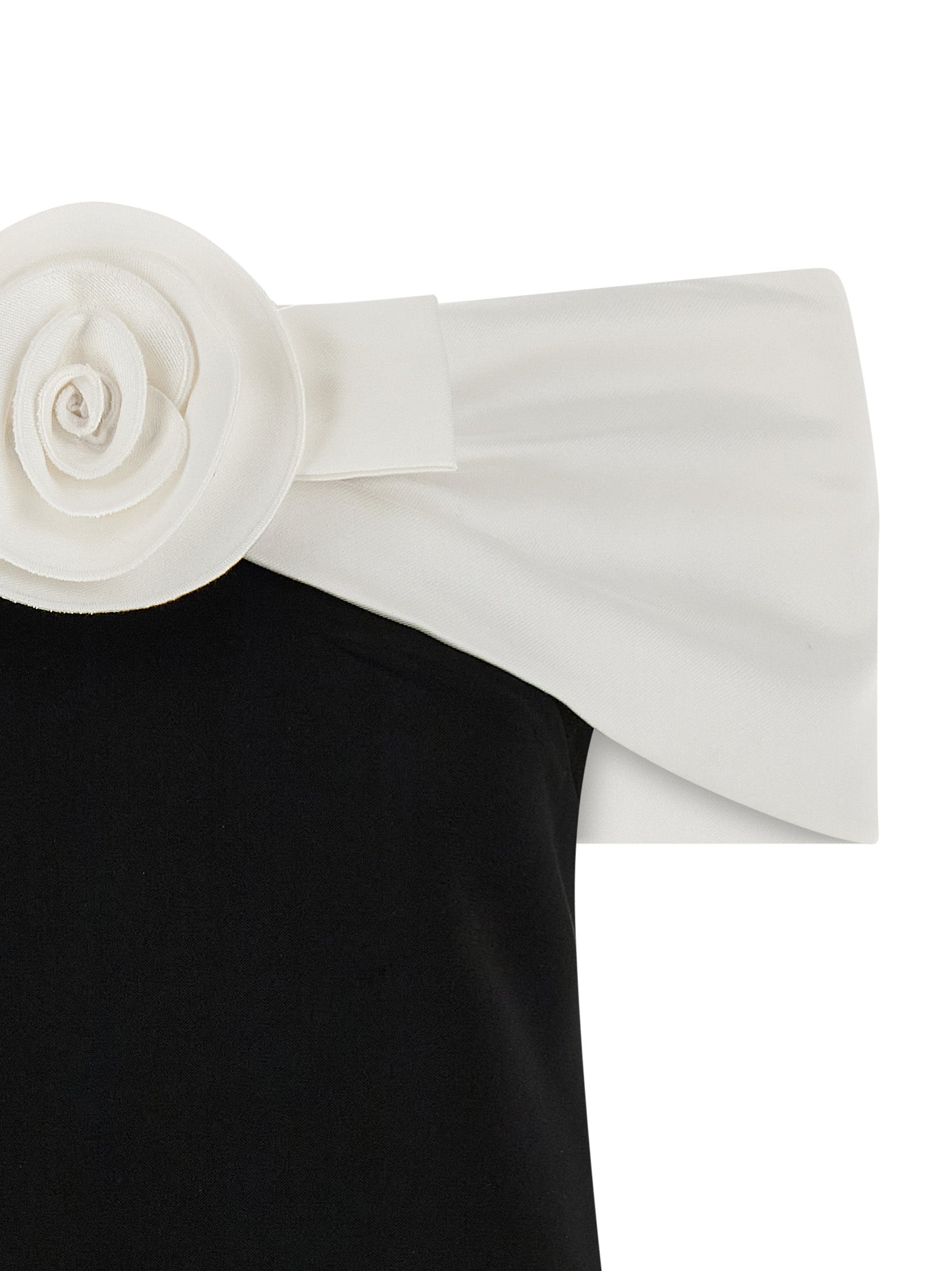 Black Crêpe Flower Mini dress White/black Polyester