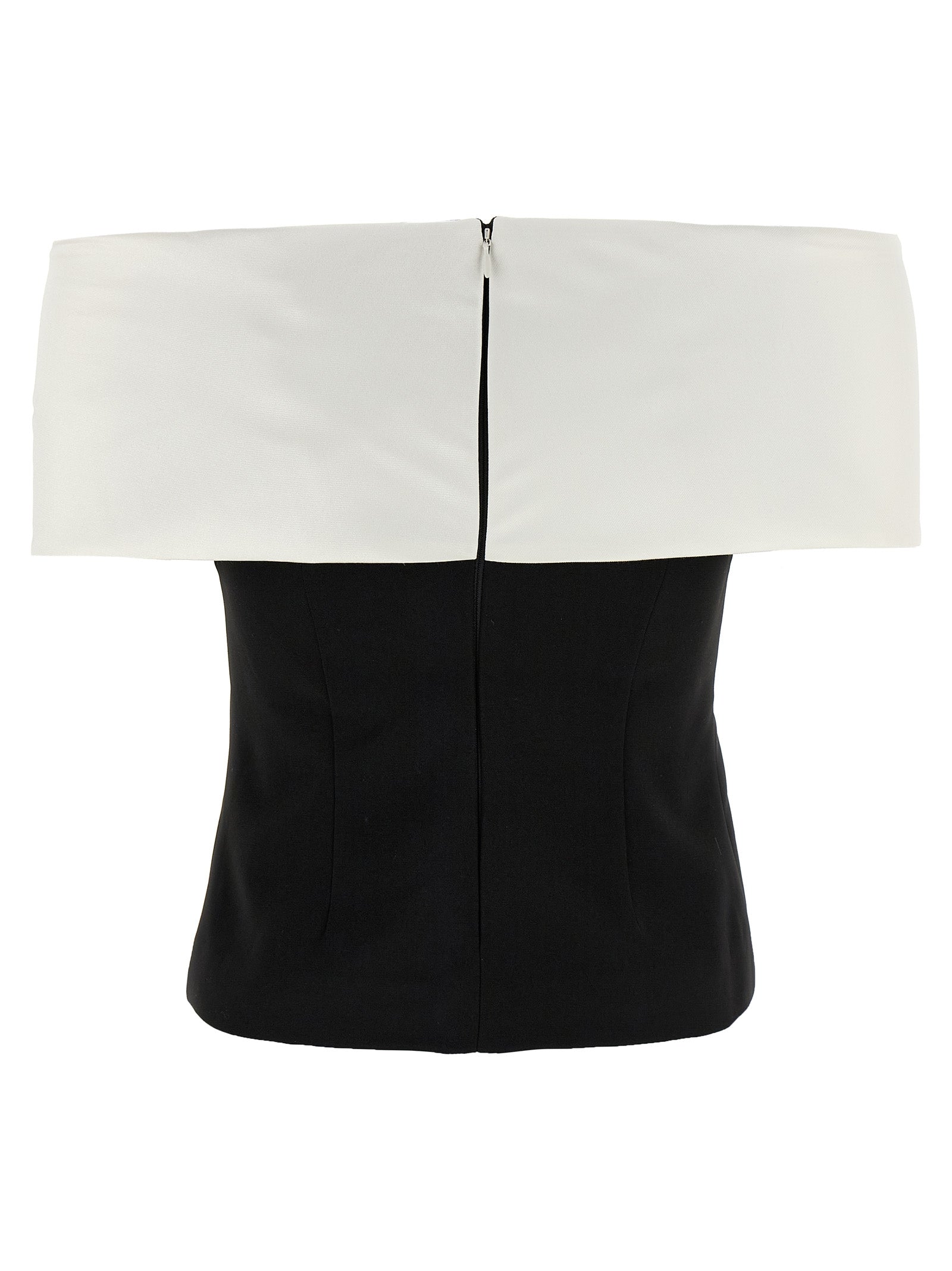 Black Crêpe Flower top White/black Polyester Tops
