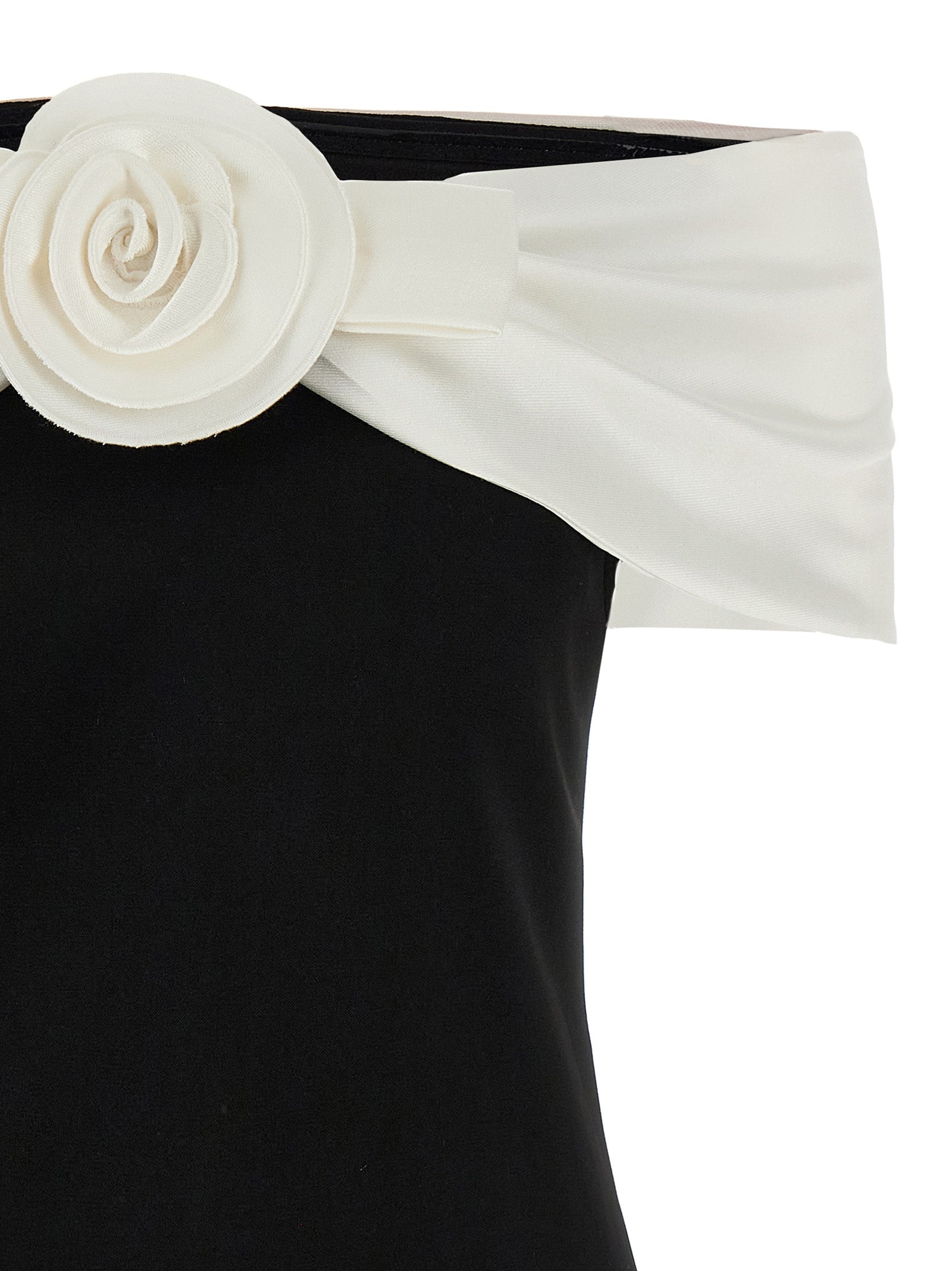 Black Crêpe Flower top White/black Polyester Tops