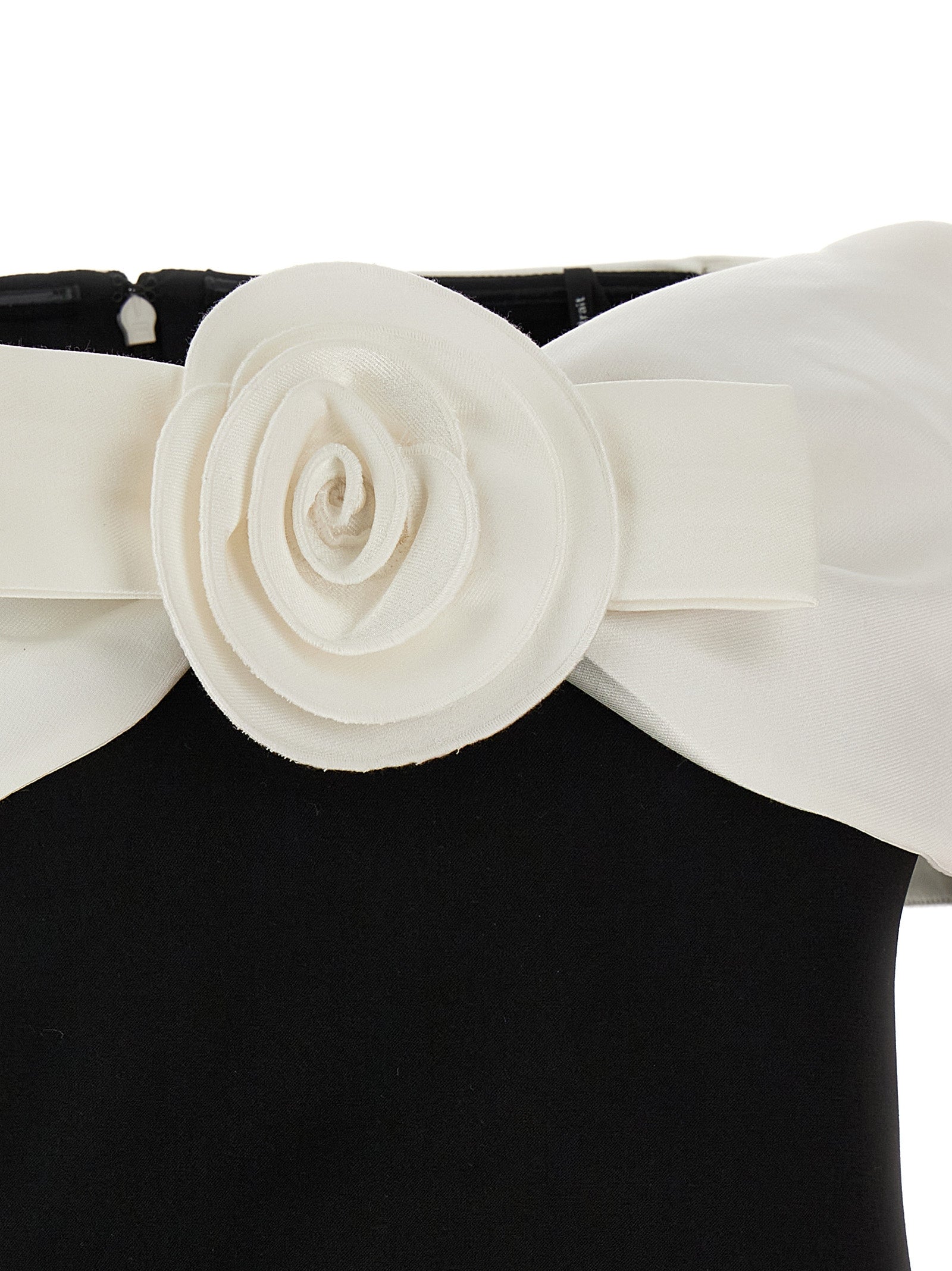 Black Crêpe Flower top White/black Polyester Tops