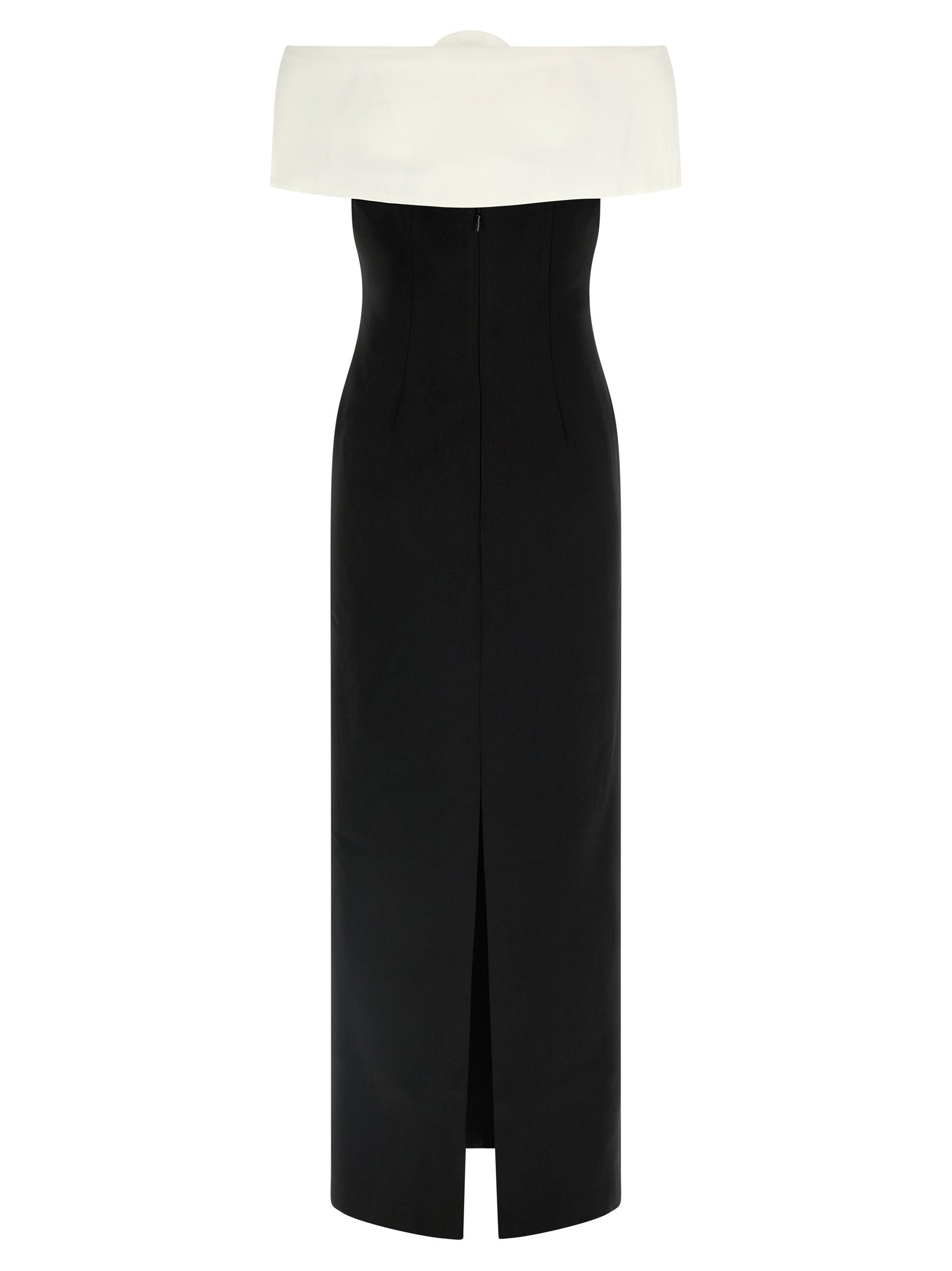 Black Crêpe Flower Maxi dress White/black Polyester