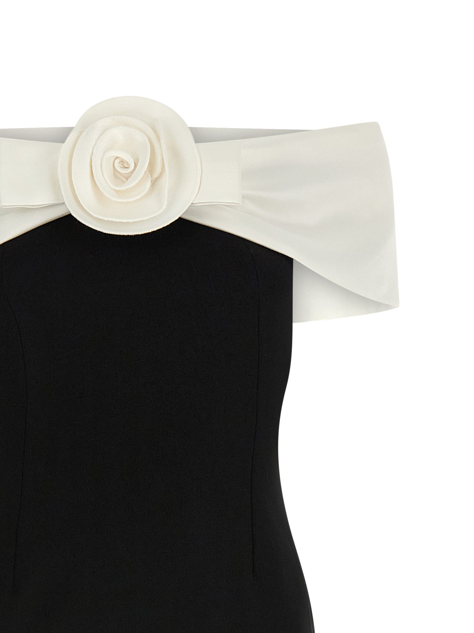 Black Crêpe Flower Maxi dress White/black Polyester