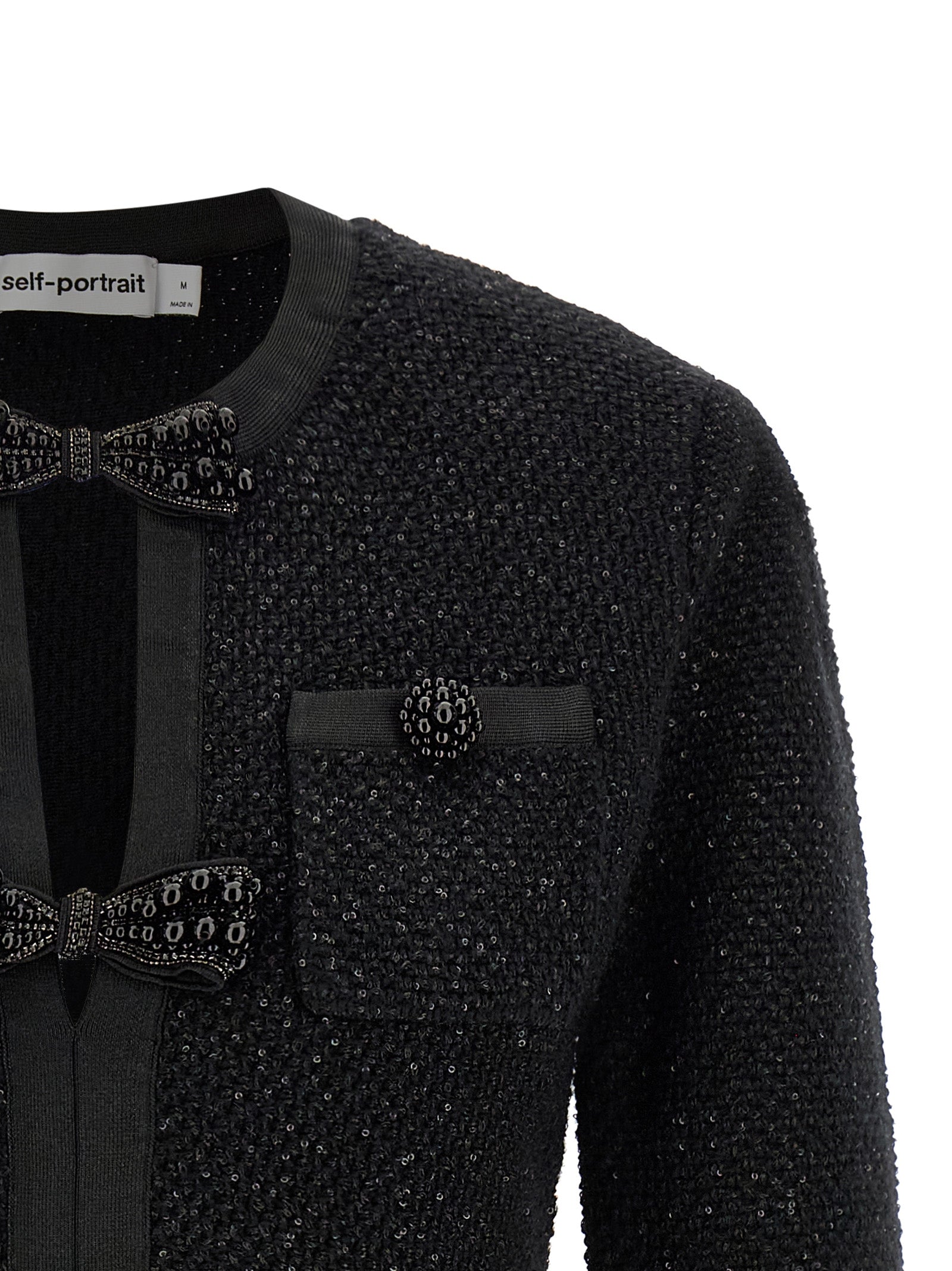 Black Sequin Knit Mini dress Cotton Polyester Wool