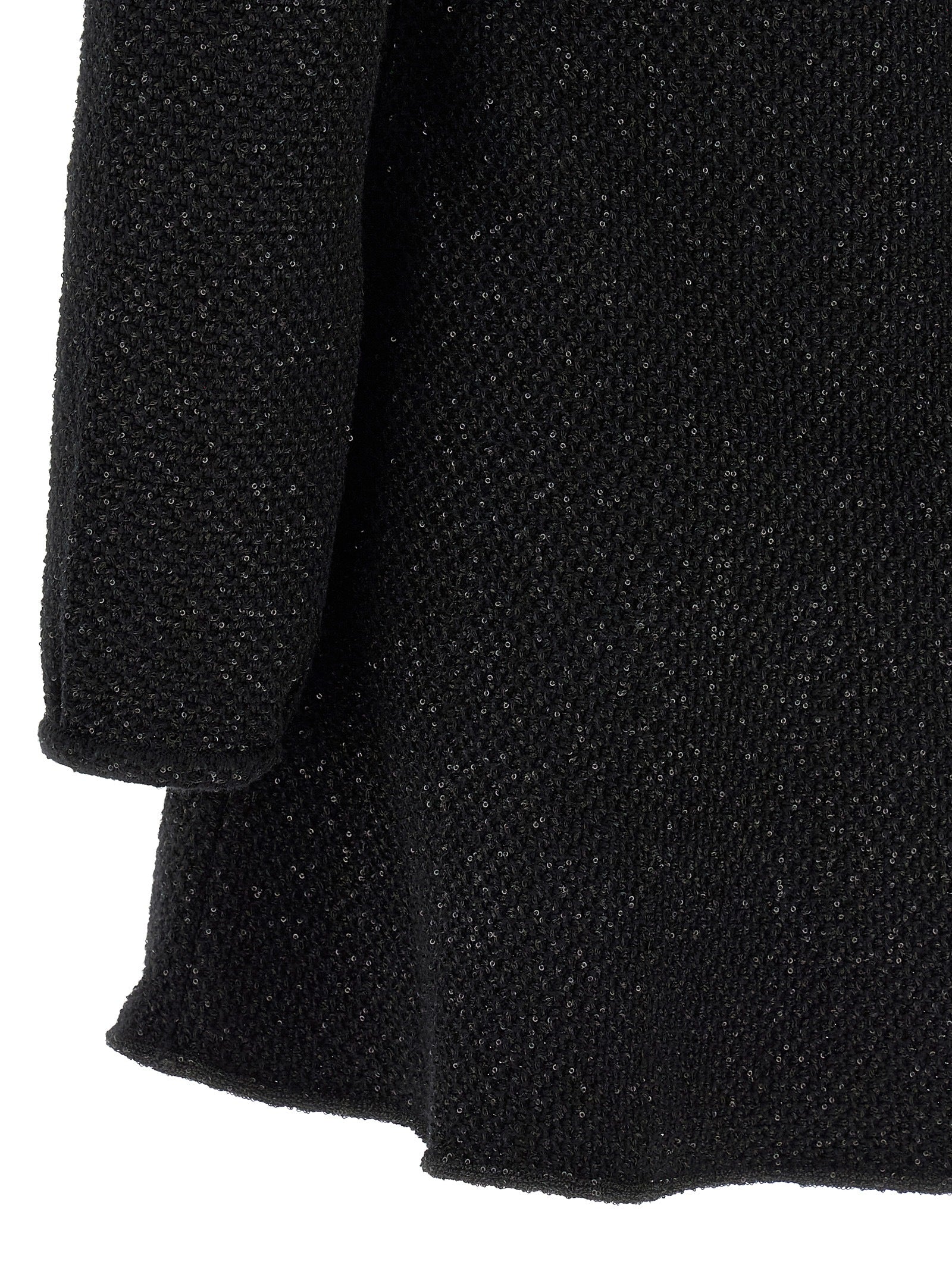 Black Sequin Knit Mini dress Cotton Polyester Wool