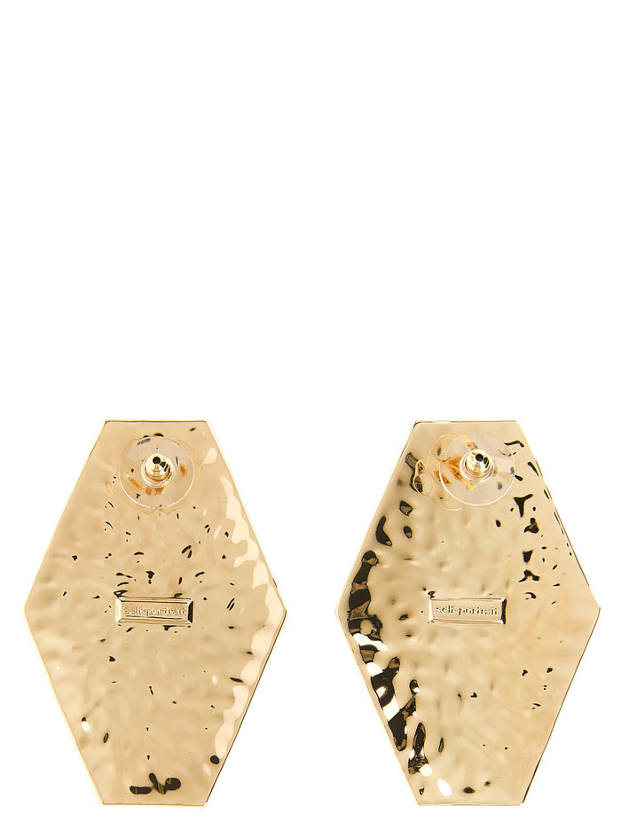 Large Hammered Gold Pearl earrings Brass Re St Jewelry
