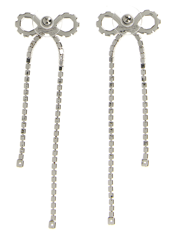 Crystal Droplet Bow Earrings Silver Copper Jewelry