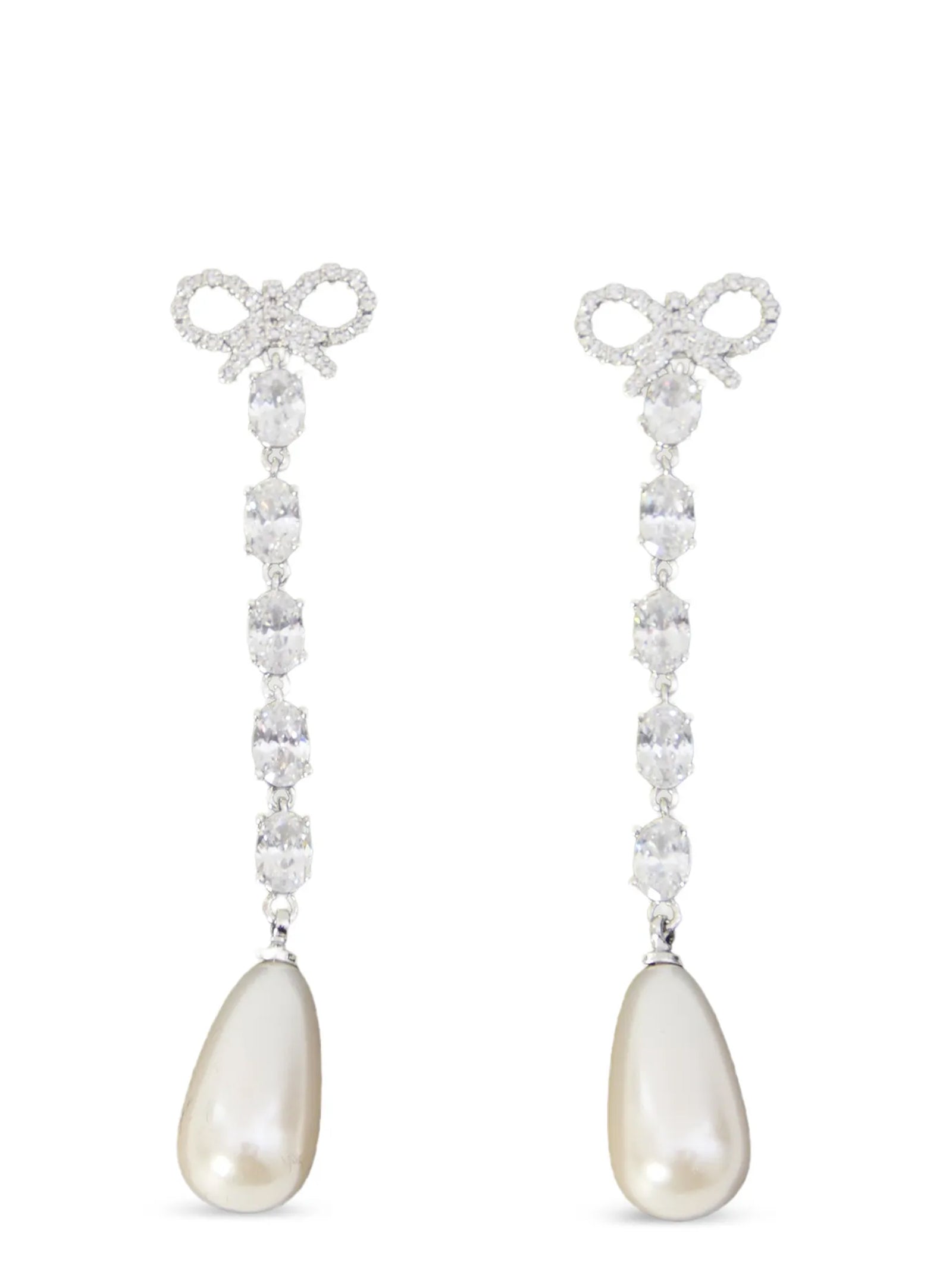 Bow Pearl Droplet earrings Silver Copper Jewelry