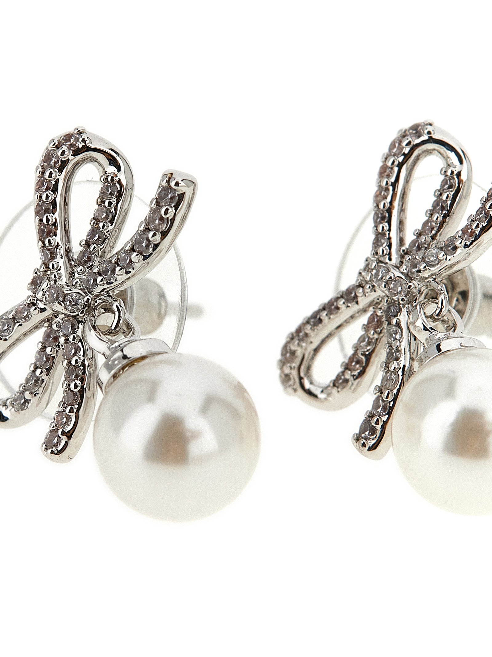 Bow Pearl earrings Silver Copper Jewelry