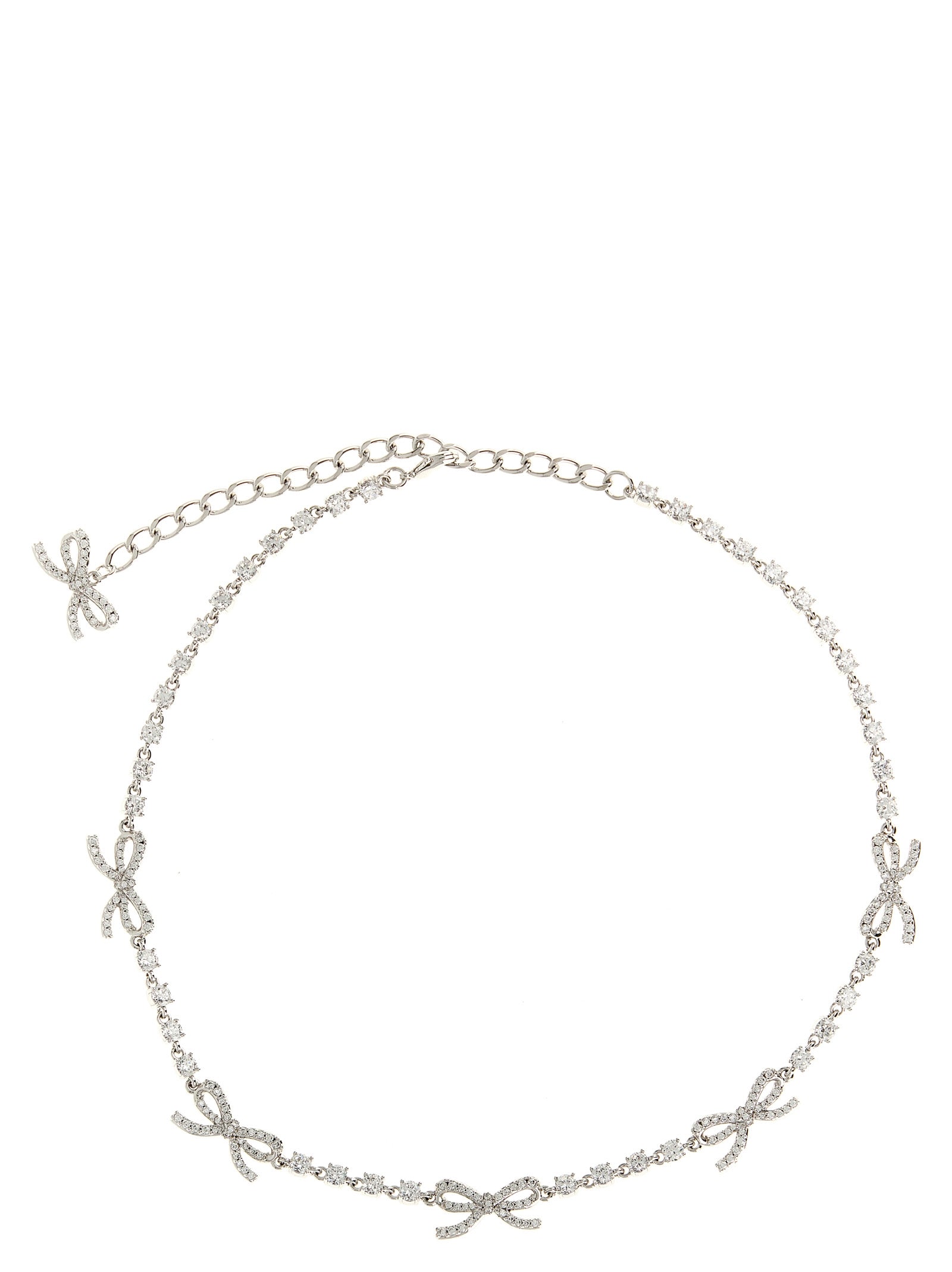 Crystal Bow necklace Silver Copper Jewelry