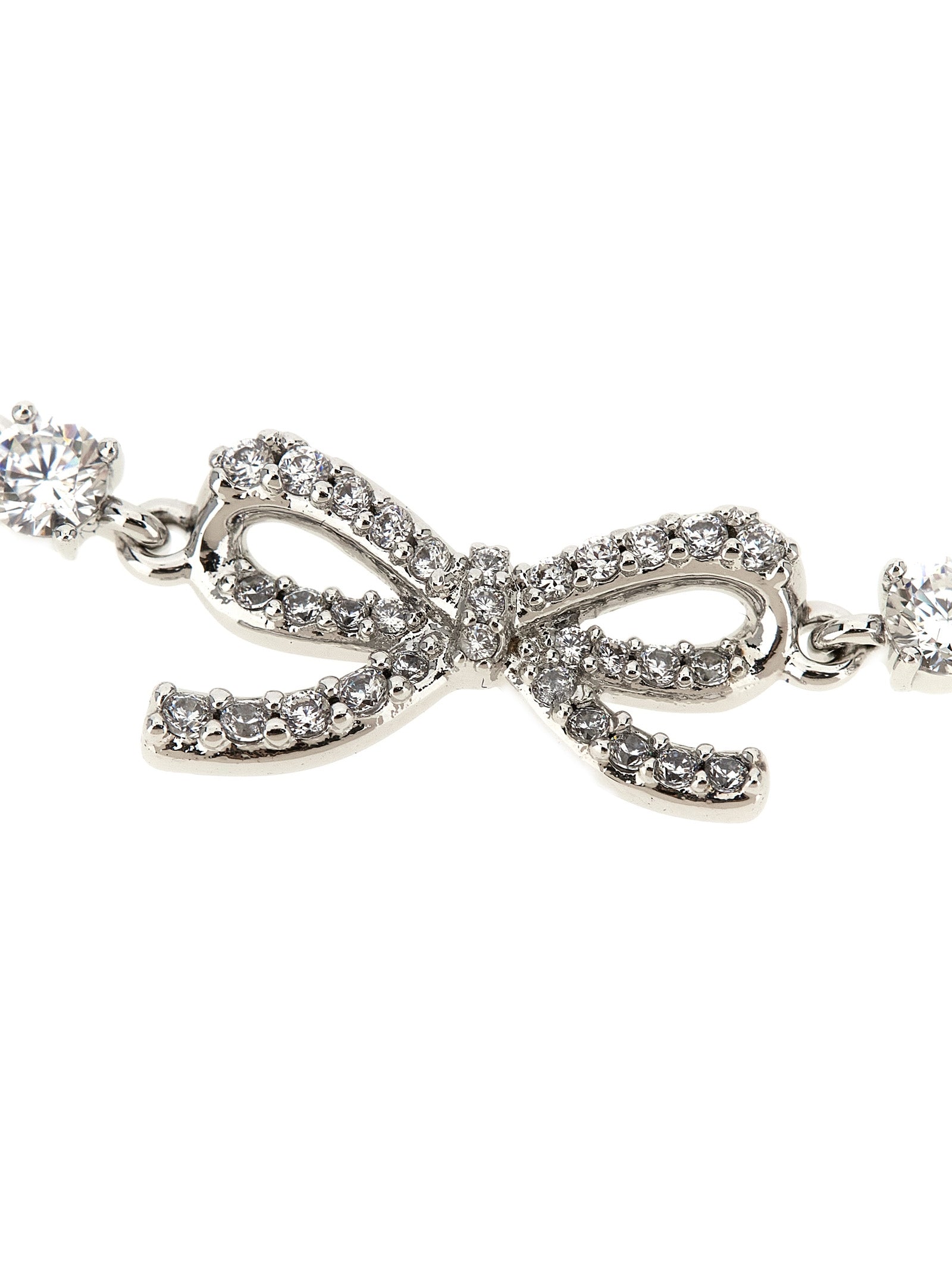 Crystal Bow necklace Silver Copper Jewelry