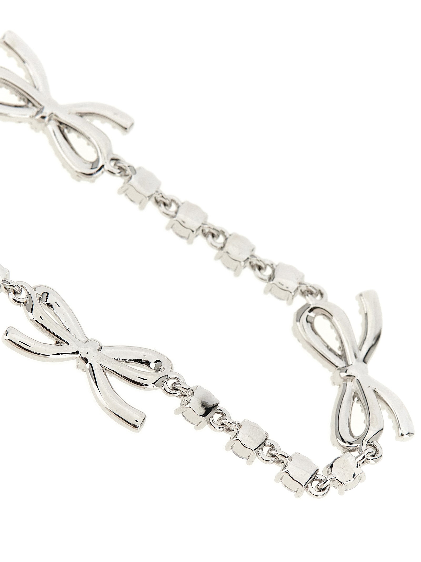 Crystal Bow necklace Silver Copper Jewelry