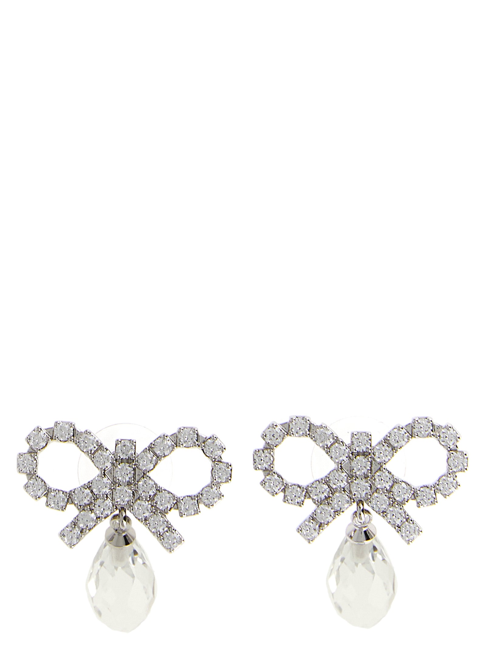 Bow Crystal Droplet earrings Silver Copper Jewelry