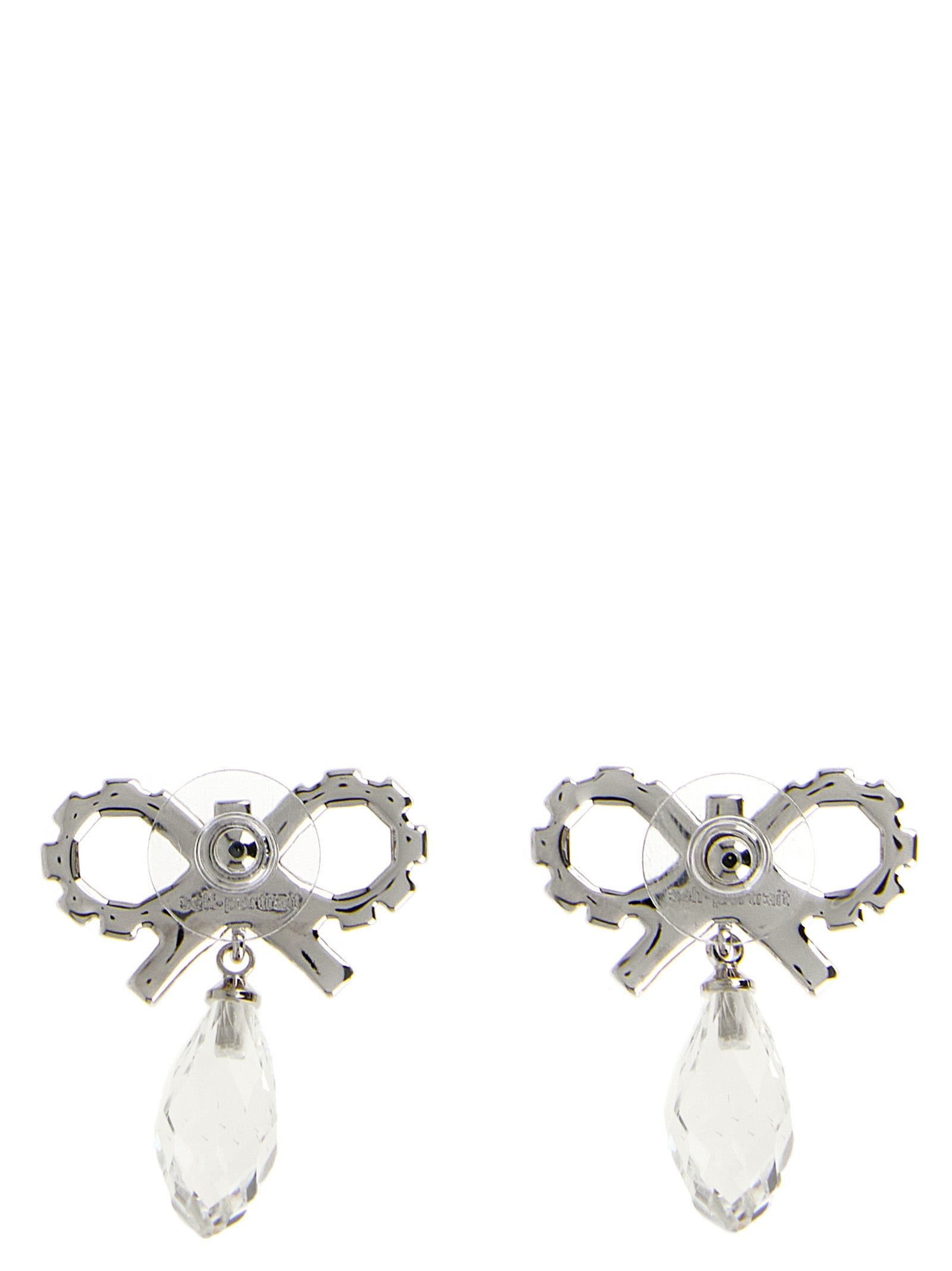 Bow Crystal Droplet earrings Silver Copper Jewelry