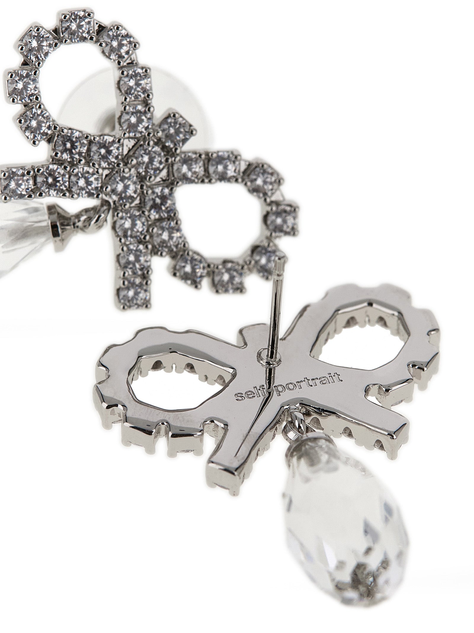 Bow Crystal Droplet earrings Silver Copper Jewelry