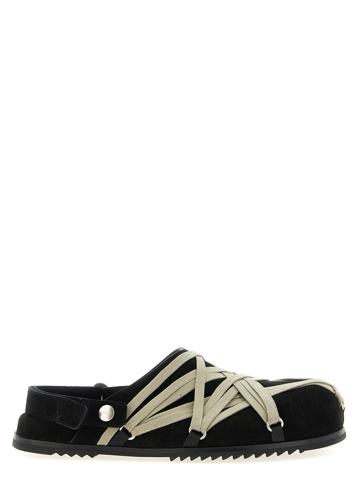 Megalace Mule Granola sabots Black Calfskin Leather (bos Taurus) Flat Shoes