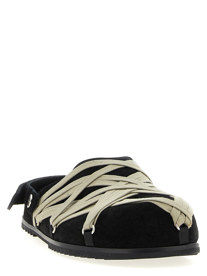 Megalace Mule Granola sabots Black Calfskin Leather (bos Taurus) Flat Shoes