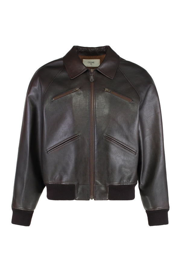 Calfskin Bomber Jacket Brown Calf Leather