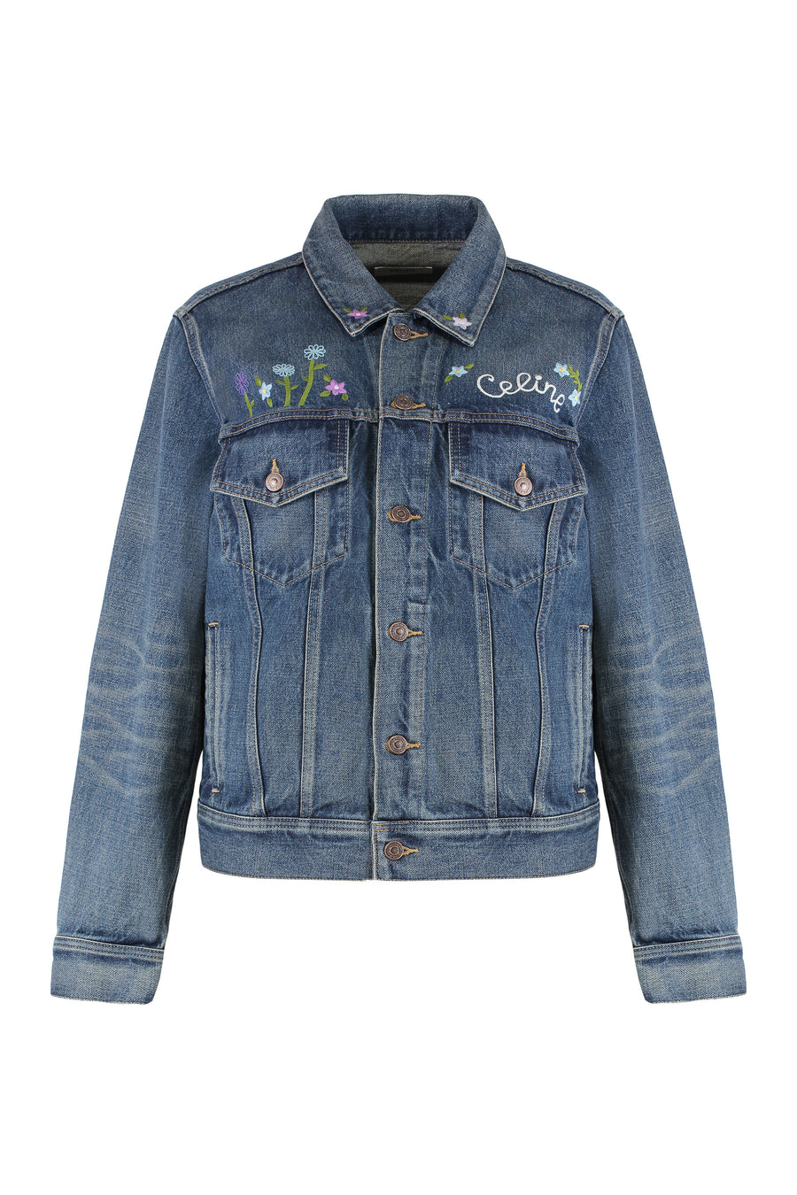 Denim Jacket With Embroidery Cotton