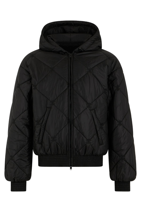 Padded Hooded Jacket Black Polyester & Down