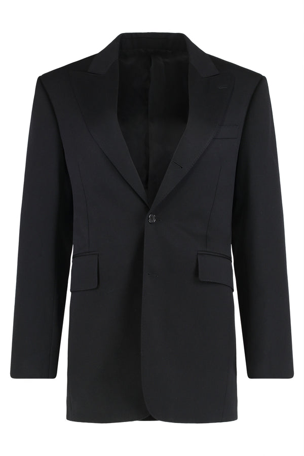 Wool Jacket With Classic Fit Black Blazers