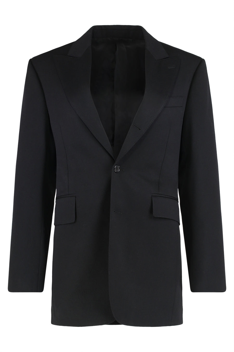 Wool Jacket With Classic Fit Black Blazers