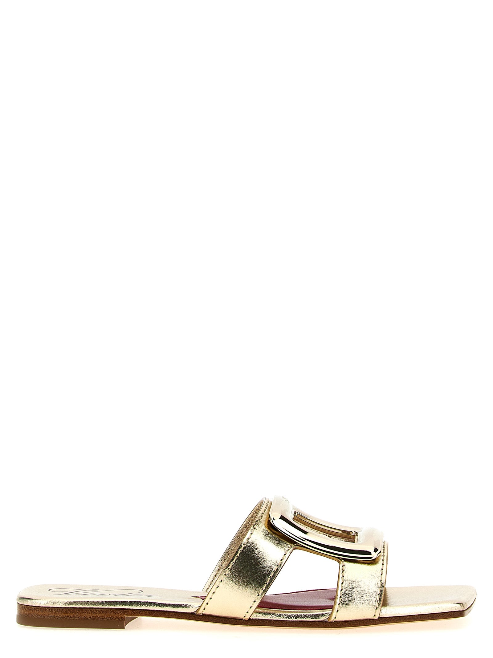 New Metal Buckle mules Gold Calfskin Leather (bos Taurus) Sandal