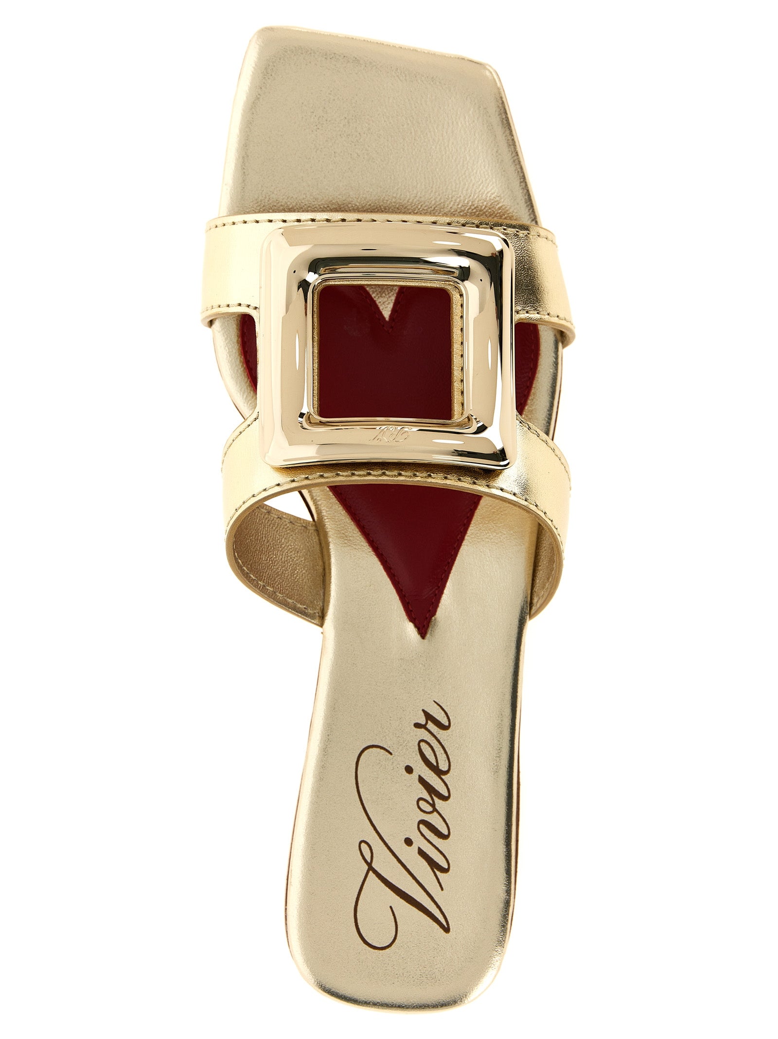 New Metal Buckle mules Gold Calfskin Leather (bos Taurus) Sandal