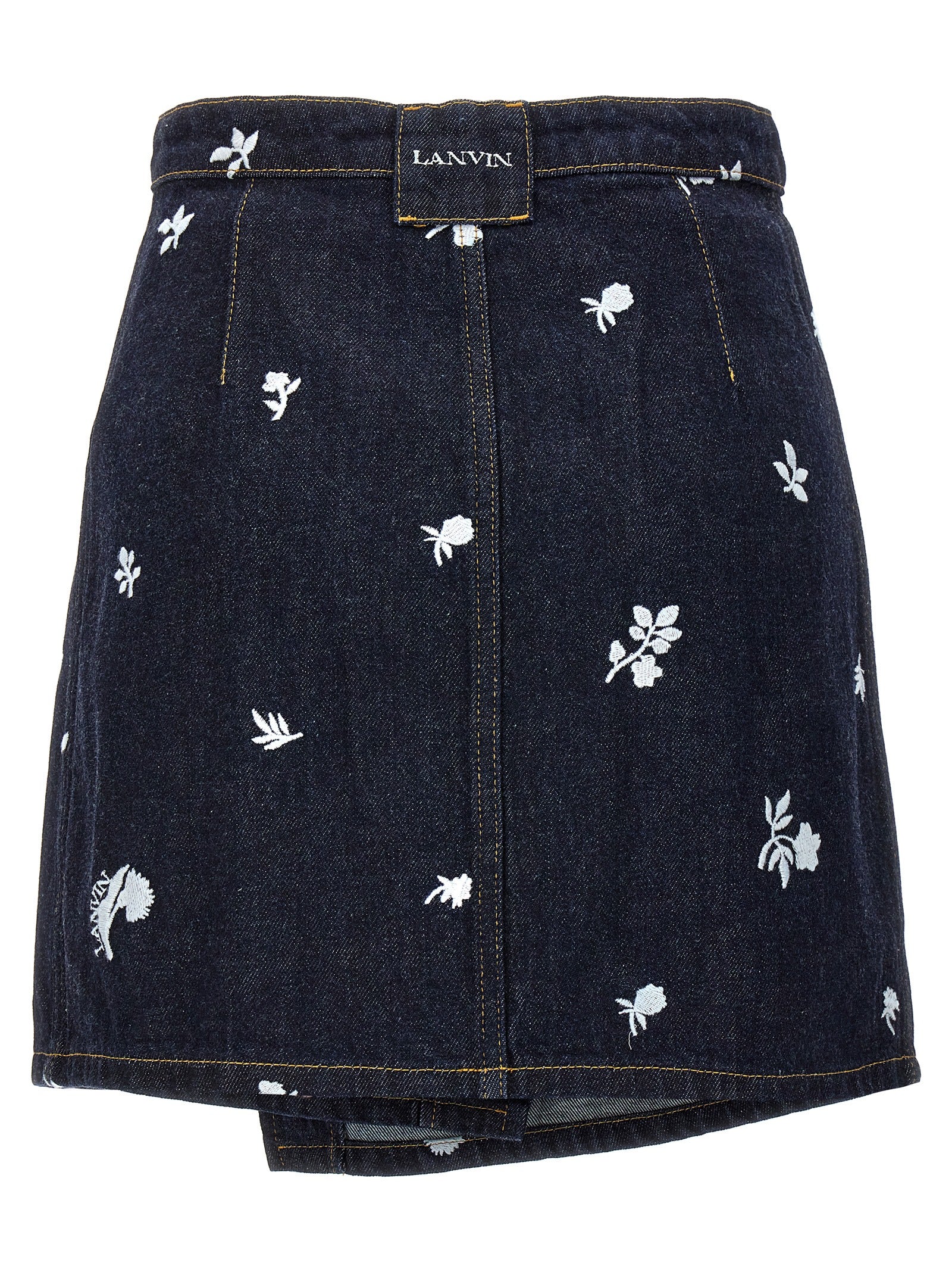 All-over embroidery skirt Blue Cotton