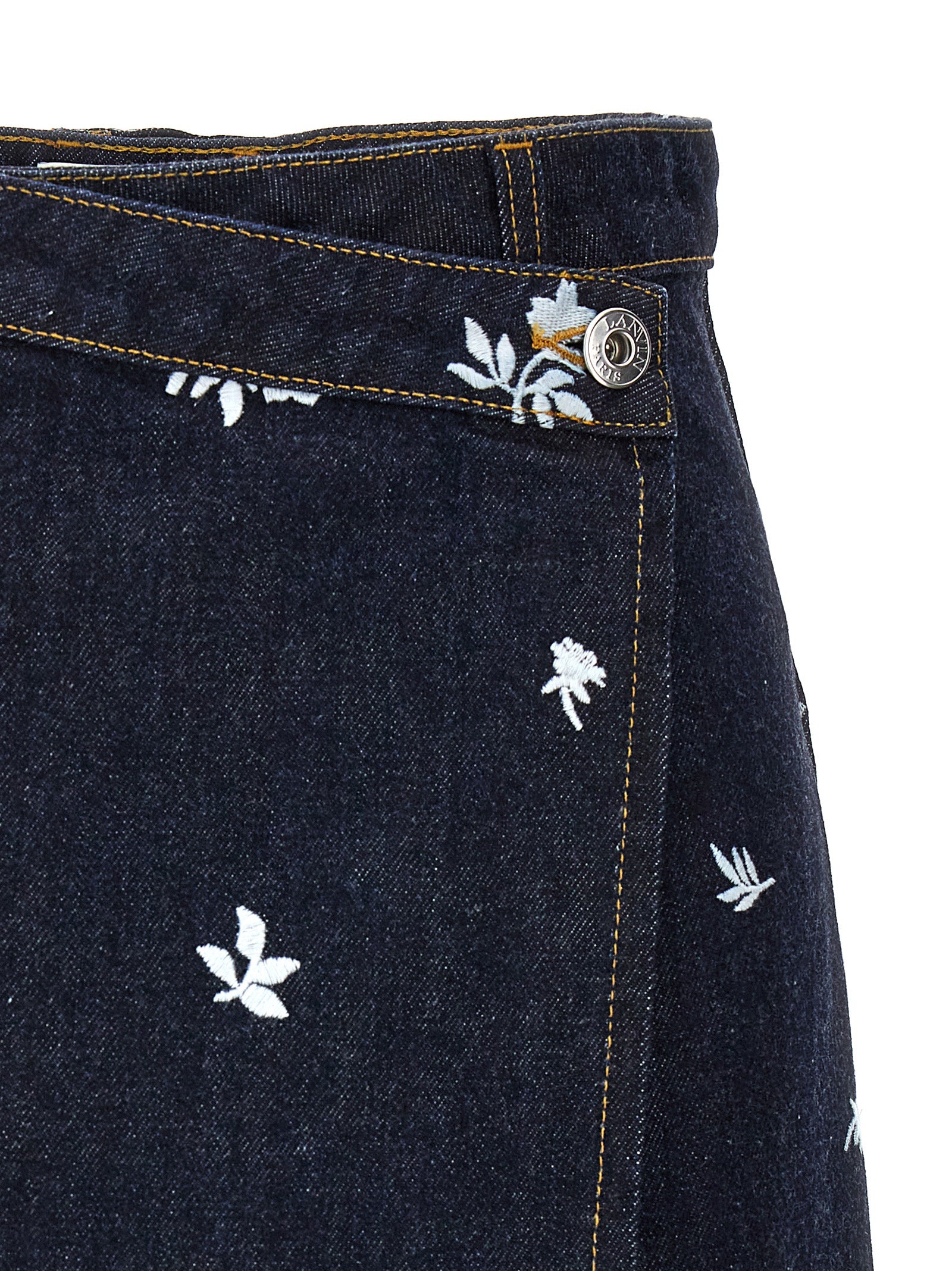 All-over embroidery skirt Blue Cotton