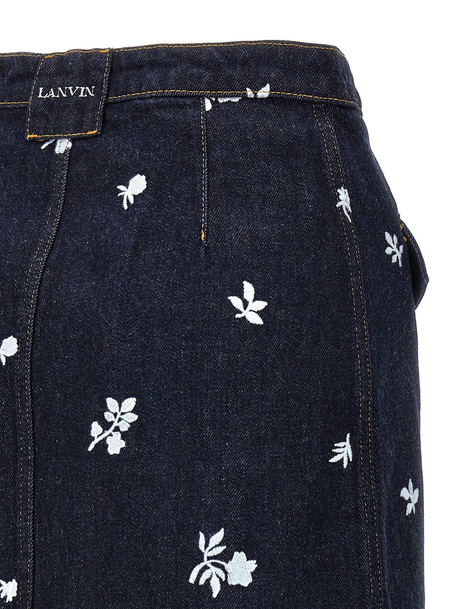 All-over embroidery skirt Blue Cotton