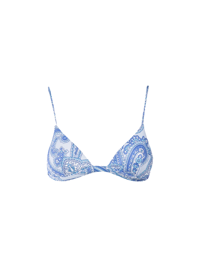 Rylie Paisley Print Triangle Bikini Top Celeste