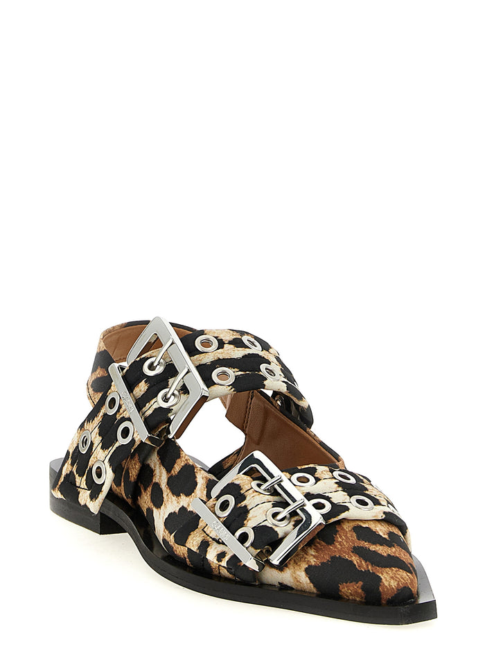 Leopard Satin Feminine Buckle slingback Multicolor Polyester Flat Shoes