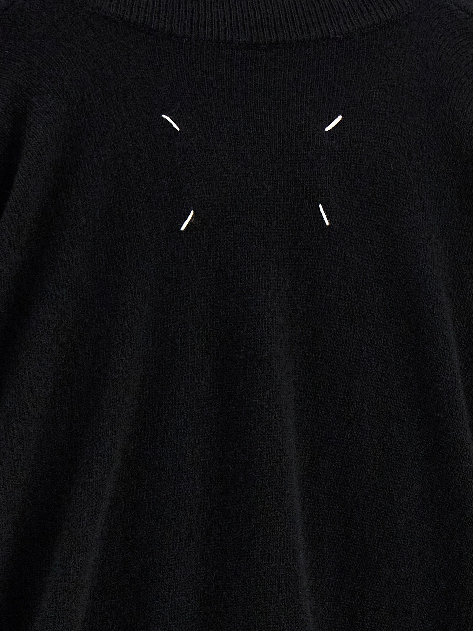 Four stitches sweater Black Virgin Wool Sweater, Cardigans