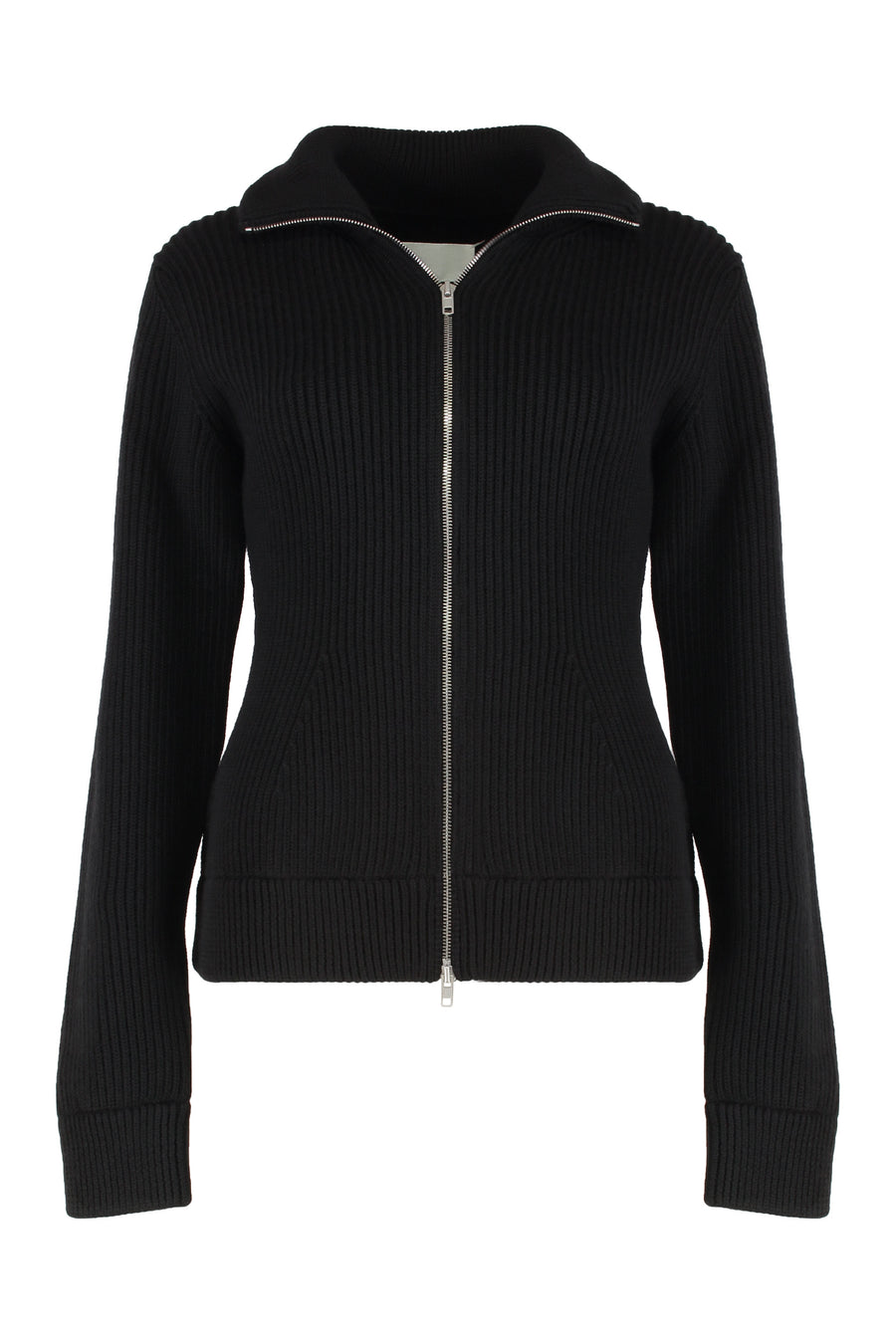 Cardigan With Zip Black Virgin Wool Cardigans