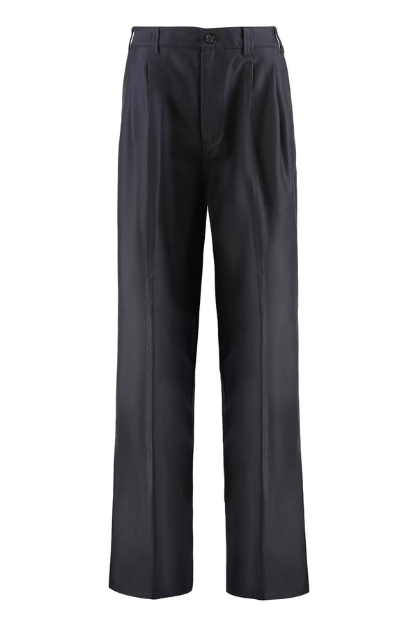 Chino Trousers Black Cotton Wide-leg