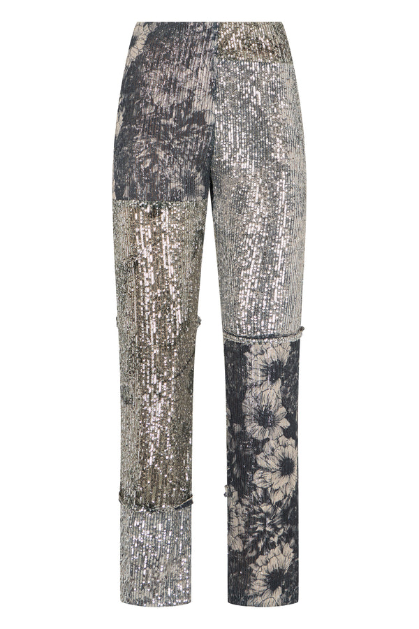 Trousers Patchwork Sequined Multicolour Silk Straight