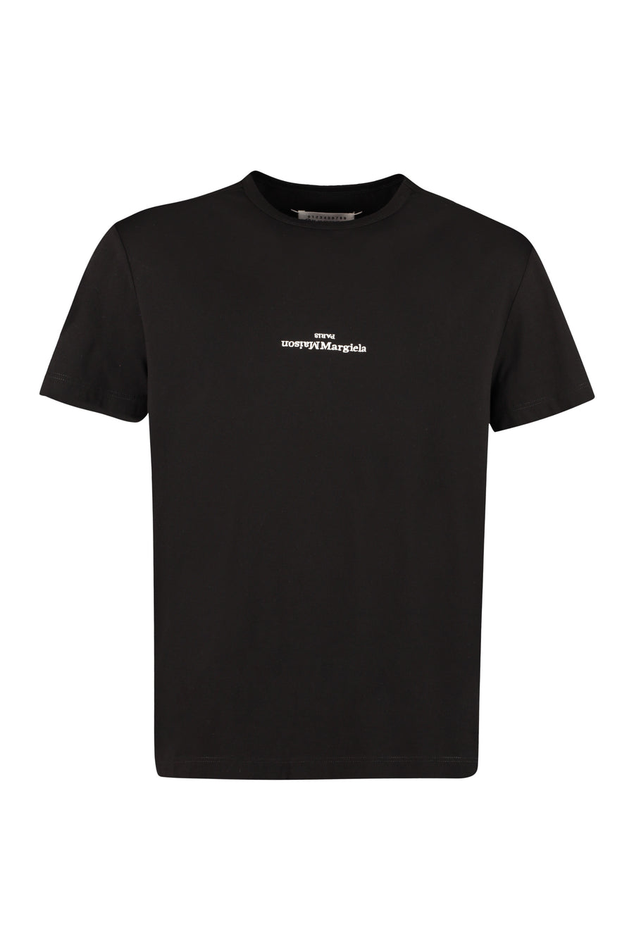 Cotton T-Shirt Black-White Embroidery Black/white T-shirts