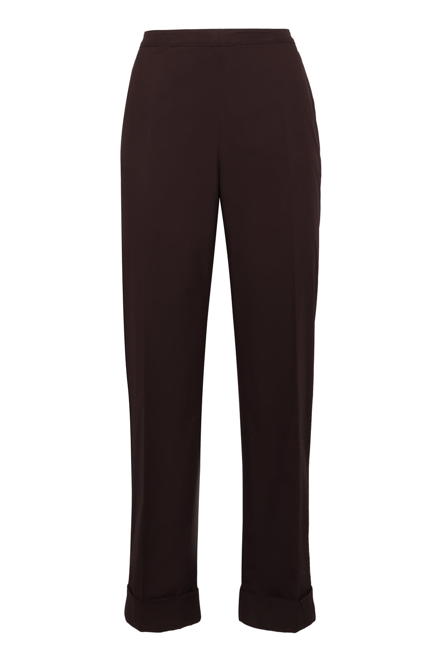 High-Rise Cotton Trousers Brown Straight