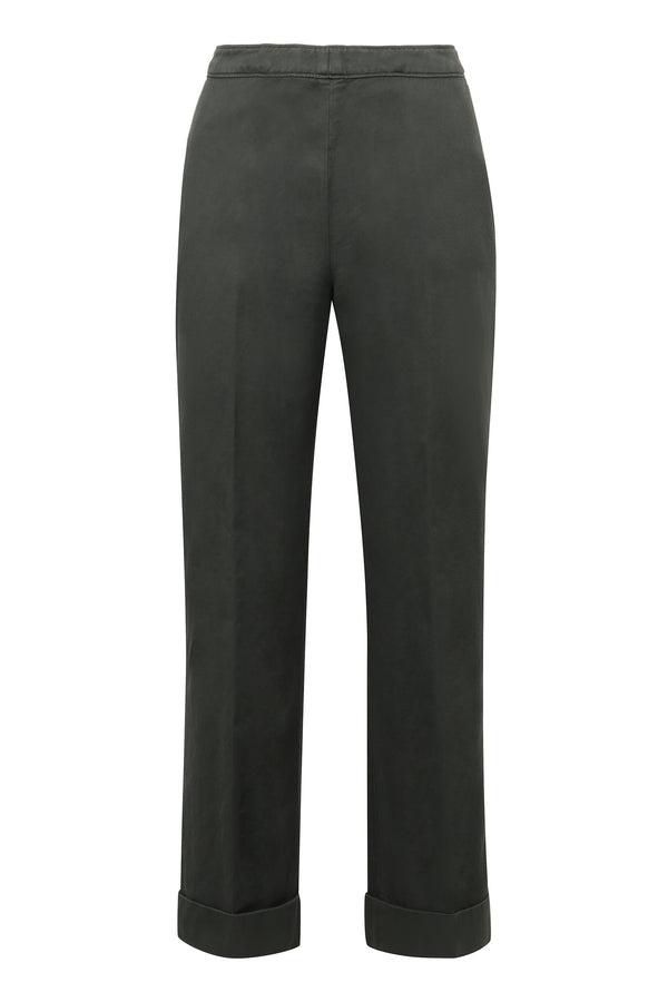Cotton-Linen Trousers Green Straight