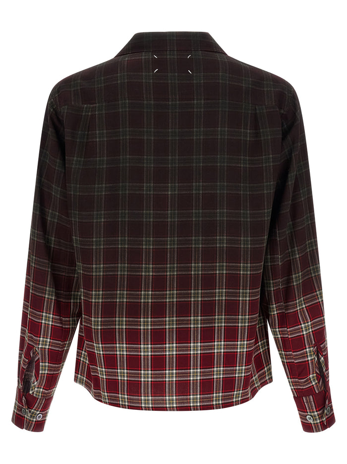 Check Shirt With Gradient Effect Red Viscose Shirt, Blouse