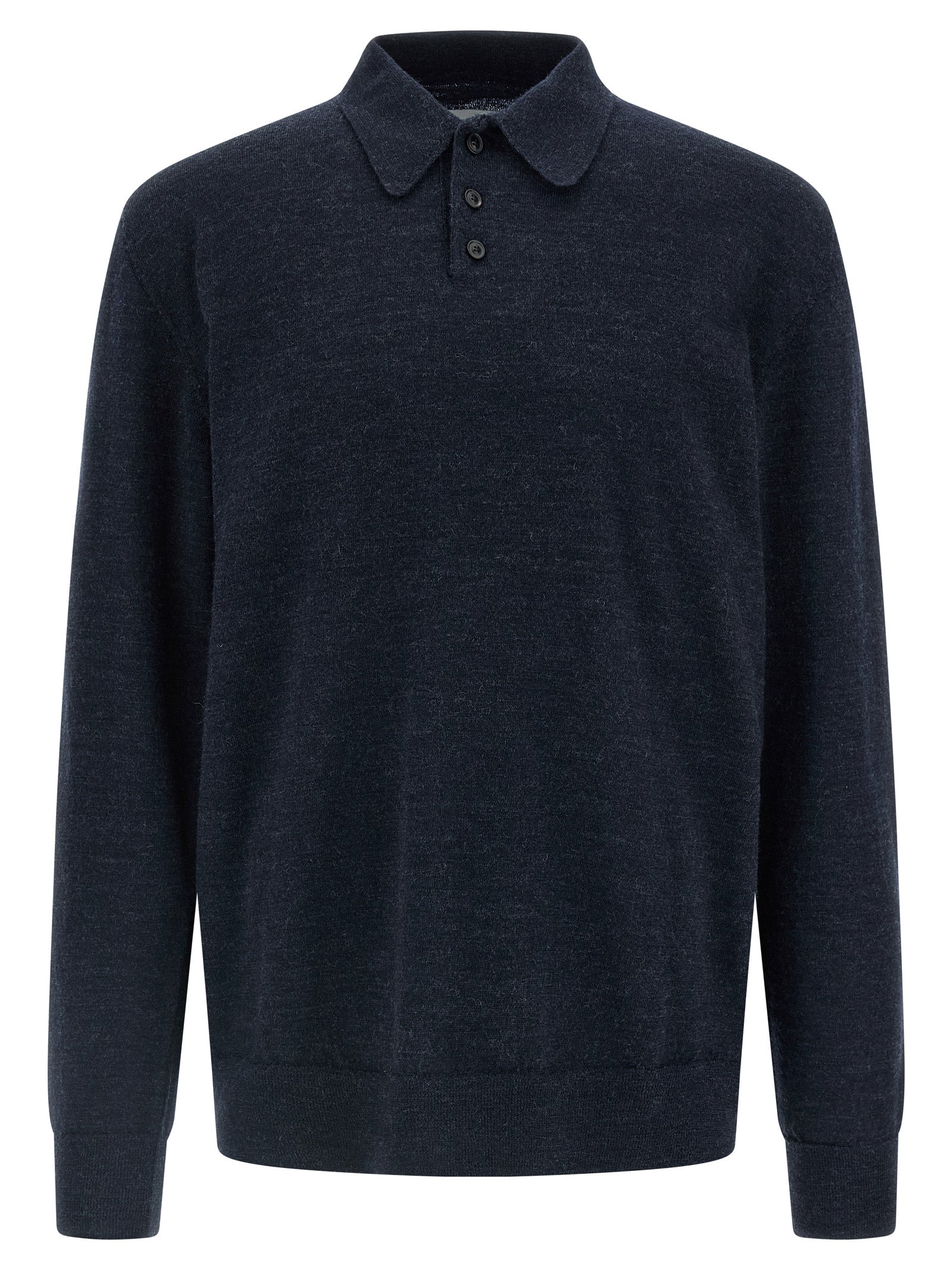 Suede patch polo shirt Blue Wool