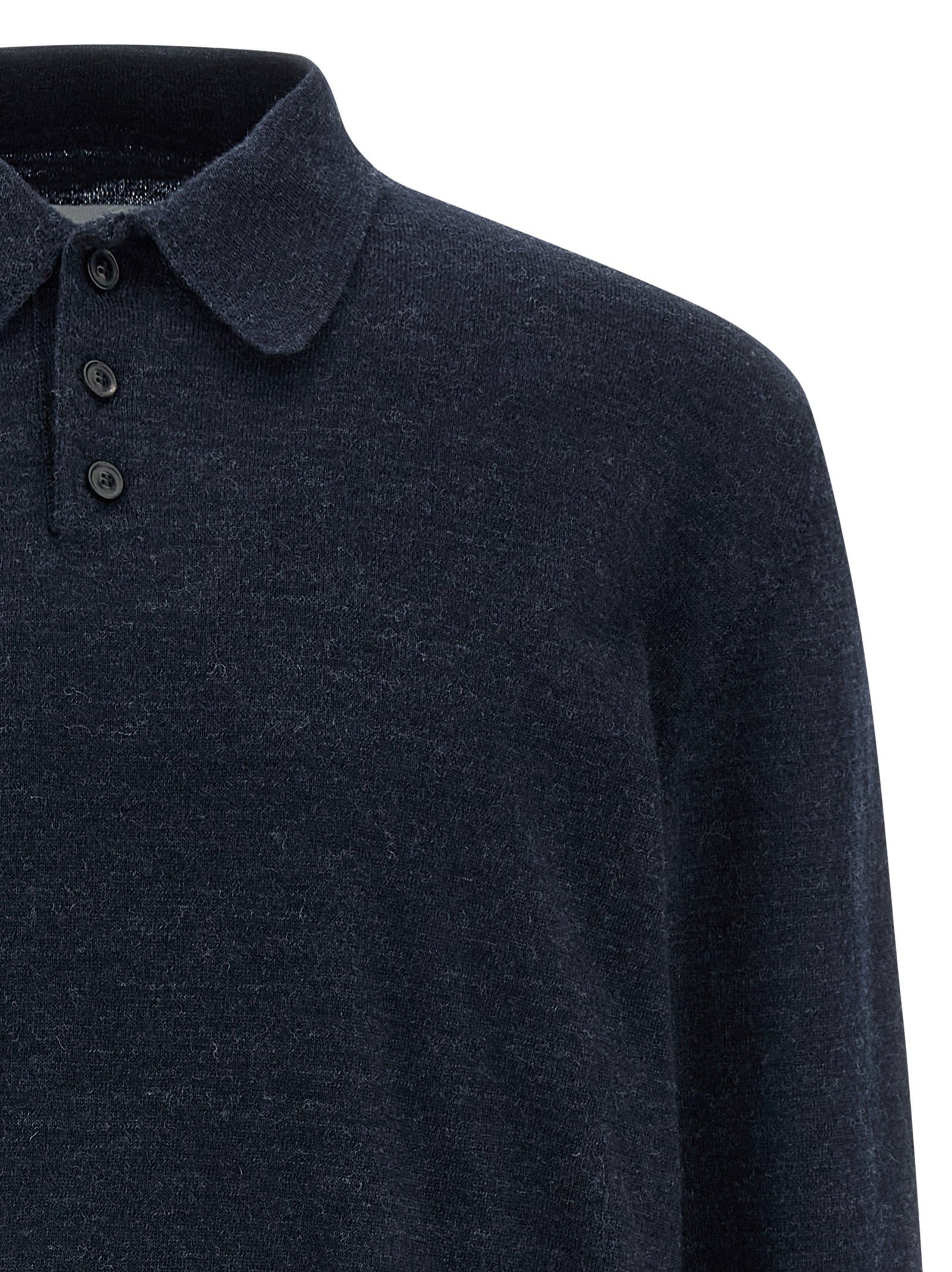 Suede patch polo shirt Blue Wool