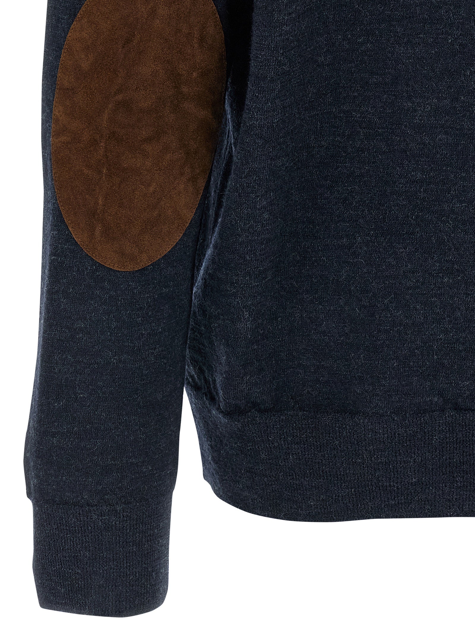 Suede patch polo shirt Blue Wool